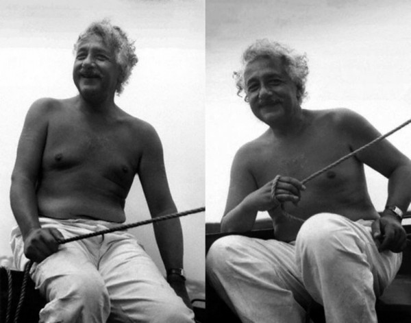 Photo: Albert Einstein Shirtless and Chillin' on a Boat