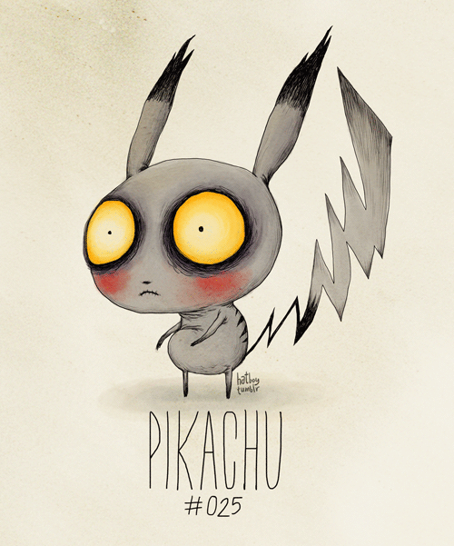 Pikachu - Tim Burton Inspired Pokémon Re-Designs by Vaughn Pinpin