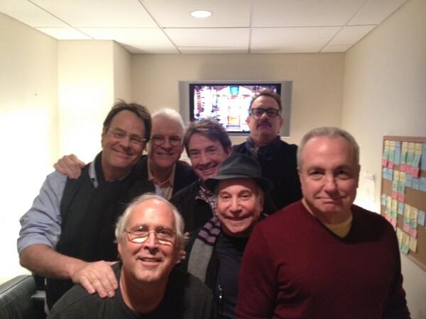 Epic Group Photo: Steve Martin, Chevy Chase, Martin Short, Dan Aykroyd, Tom Hanks, Paul Simon, and Lorne Michaels