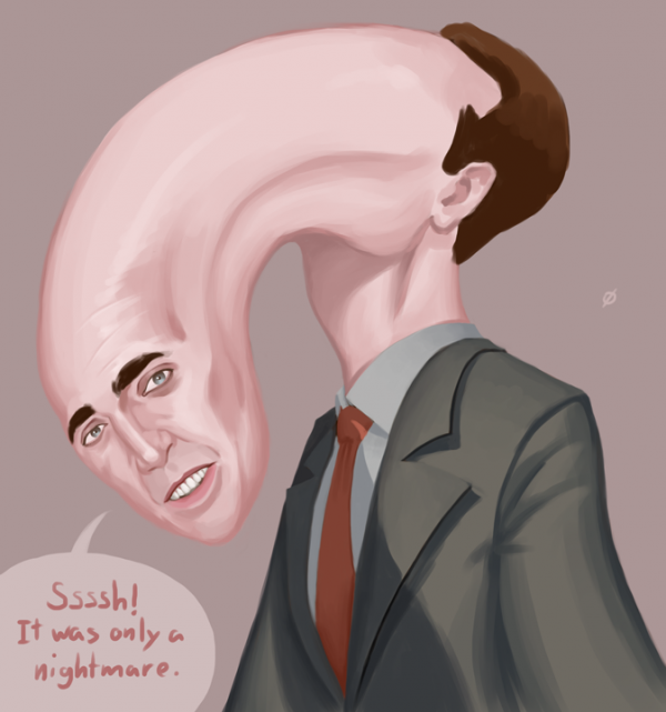 Nicolas Cage Painting: Ssssh! It was only a nightmare