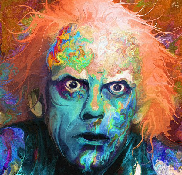 Psychedelic Doc Emmett Brown Art by Nicky Barkla - Back to the Future - Christopher Lloyd