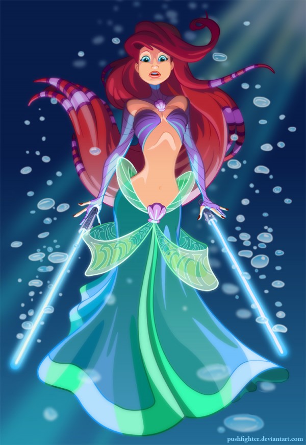Jedi Ariel by Pushfighter - Disney Star Wars Princesses - Little Mermaid