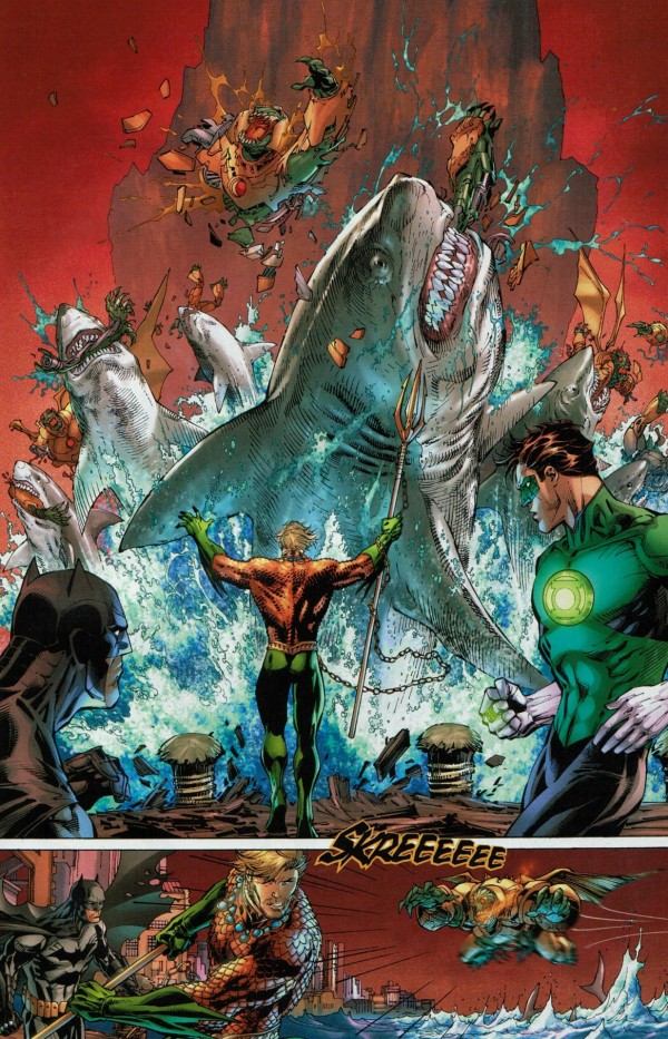 Aquaman Mega Shark Attack Comic Book Art