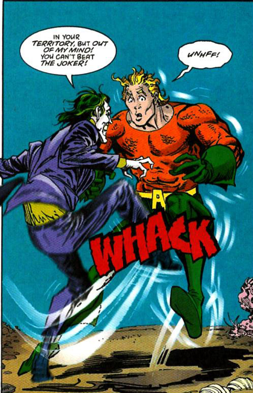 The Joker Kicking Aquaman in the Balls