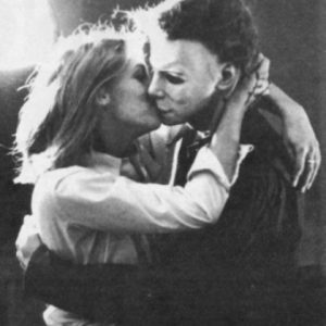 Halloween Behind the Scenes: Jamie Lee Curtis kissing Michael Myers