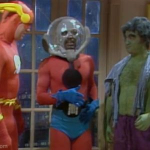 Saturday Night Live Superhero Party Sketch - Bill Murray - Superman, John Belushi - Hulk, Dan Aykroyd - Flash, Garrett Morris - Ant-Man