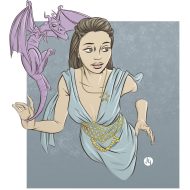 Kitty Pryde as Daenerys Targaryen by Josh Gowdy - X-Men - Shadowcat and Lockheed - Game of Thrones x Comic Book Characters Mashup Art