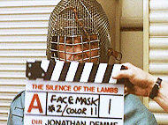 Anthony Hopkins testing maks for Silence of the Lambs