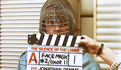 Anthony Hopkins testing maks for Silence of the Lambs