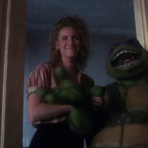 You can see the actor's mouth inside the Ninja Turtles Costume